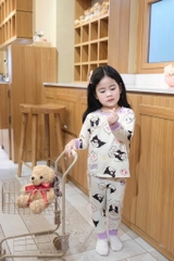 SET 2 BỘ DÀI TÍM CHẤM BI KURUMI BÉ GÁI