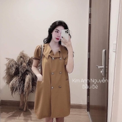 VÁY BABYDOLL NÂU CỔ VEST KHUY XỊN (Xả 45k)