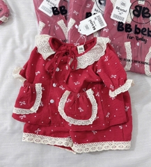 SET BỘ CỘC BÈO HOMEWEAR ĐỎ BÉ GÁI SẴN (SALE 49k)