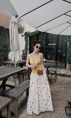 SET ÁO VÀNG CHÂN VÁY HOA NỮ SẴN
