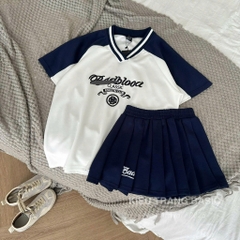 SET BAD ÁO PULL MIX CHÂN VÁY XANH THAN NỮ
