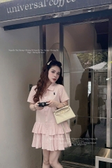 VÁY HỒNG CỔ SƠ MI THÊU NGỰA NỮ SẴN (XẢ 95k)
