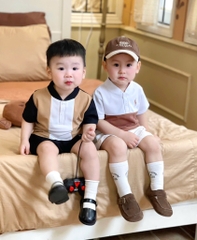 SET 2 ÁO POLO THÊU NGỰC PHỐI MÀU BÉ TRAI SẴN (XẢ 49k)