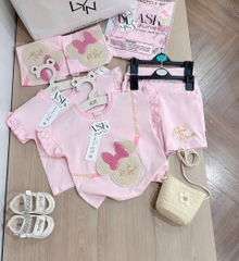 SÉT BỘ MINNIE THÊU ĐÁP LÔNG NỔI BÉ GÁI