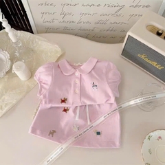 SÉT ÁO POLO CỔ SEN QUẦN VÁY PINK BLING BÉ GÁI NEW SẴN (XẢ 55 k)