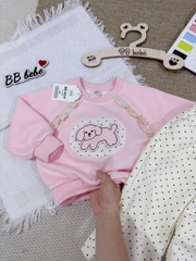 SET DÀI NỈ HAI DA CÚN HỒNG CHẤM BI BÉ GÁI