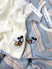 SET ÁO KẺ XANH QUẦN ĐÙI TRẮNG MICKEY NỮ (LOẠI ĐẮT)