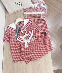 SET BỘ MẸ BÉ THUỶ THU CARO ĐỎ SẴN (XẢ 59k)