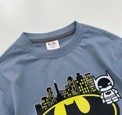 SÉT COTTON BATMAN XANH  PHỐI QUẦN SOOC TÚI HỘP TONE GHI CHO BÉ TRAI
