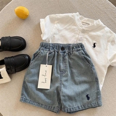 QUẦN KAKI SHORT CẠP CHUN MMY 4M THÊU POLO BÉ TRAIBÉ GÁI ( xả 29k)