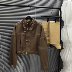 ÁO KHOÁC JEANS NỮ CỔ TÀU TÚI TRƯỚC KÉO KHOÁ THU ĐÔNG