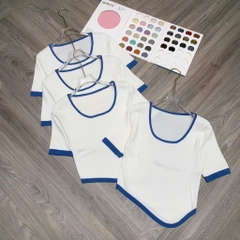 ÁO CỔ VUÔNG VIỀN XANH NỮ