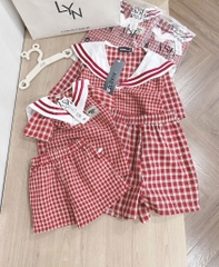 SET BỘ MẸ BÉ THUỶ THU CARO ĐỎ SẴN (XẢ 59k)