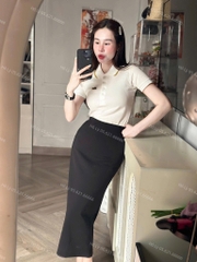 ÁO POLO CÁ SẤU TRẮNG VIỀN CAM NỮ SẴN