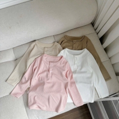 SET 2 ÁO TĂM CỔ CÚC DÀI TAY BÉ GÁI XẢ