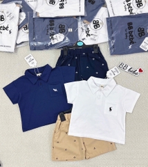 SET CỘC ÁO CỔ TRỤ QUẦN KAKI BÉ TRAI 2 MÀU