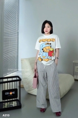QUẦN SUÔNG KẺ PHỐI CẠP CHUN NỮ (GIÁ GIẢM)