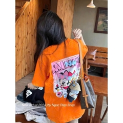 ÁO PHÔNG CAM MICKEY CỘC TAY NỮ SẴN