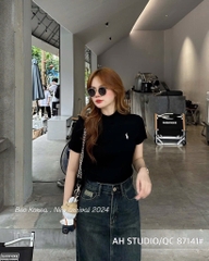 SET 3 ÁO ZIP CỔ TRÒN THÊU NGỰA NỮ ĐEN TRẮNG ĐỎ RƯỢU NEW 2025
