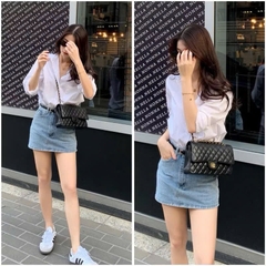 ÁO SƠ MI CELINE HỒNG TRẮNG DÀI TAY NỮ