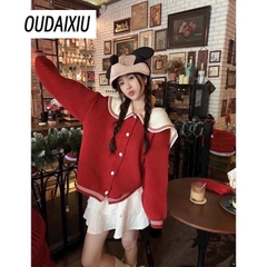 ÁO LEN CARDIGAN 2 MÀU CỔ THUỶ THỦ NỮ THU ĐÔNG SẴN