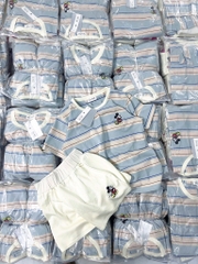 SET ÁO KẺ XANH QUẦN ĐÙI TRẮNG MICKEY NỮ (LOẠI ĐẮT)