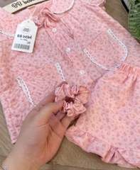 SET BỘ ĐŨI XỐP VIỀN REN HỒNG CHO BÉ GÁI