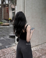 QUẦN SUÔNG KẺ SỌC 2 MÀU BUỘC NƠ NỮ