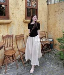 SET ÁO ĐEN MIX CV TƠ NỮ SẴN