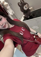 CHÂN VÁY BÒ NỮ ĐỎ NEW TÚI NGANG SẴN