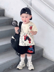 SET NHỆN SPIDERMAN ÁO BE QUẦN ĐEN BÉ TRAI SẴN