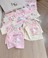 SET 2 BỘ COTTON 2 DÂY CỔ BÈO KITTY TONE BE HỒNG BÉ GÁI(XẢ 79k)
