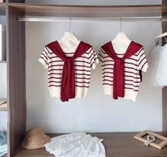 ÁO LEN KẺ KÈM KHĂN HAI 2 MÀU NỮ THU ĐÔNG