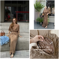 SET LEN NÂU VÁY SUÔNG BUỘC KHĂN NỮ THU ĐÔNG