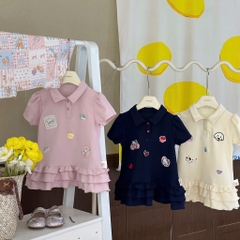 VÁY POLO CỔ BẺ 3 TẦNG HÀN QUỐC CHO BÉ GÁI