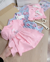 SET 2 VÁY BABYTHREE HỒNG XANH BÉ GÁI