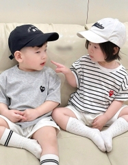 SET 3 ÁO COTTON THÊU TIM CHO BÉ TRAI XUẤT XỊN NEW 2025