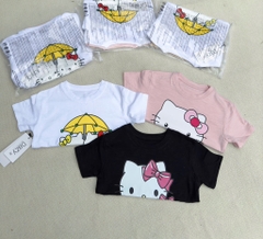 SÉT 3 ÁO CỘC HELLO KITTY TRẮNG HỒNG ĐEN BÉ GÁI SẴN (XẢ 75k)