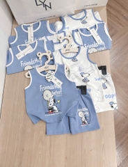 SET 2 BỘ BA LỖ SNOOPY TONE XANH TRẮNG BÉ TRAI