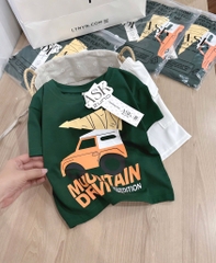 SET BỘ ÁO THUN XANH LÁ ÔTÔ QUẦN ĐÙI TRẮNG BÉ TRAI SẴN( xả 50k)