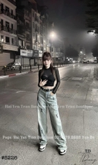 JEAN ỐNG SUÔNG THÊU YSL XANH(sale 85k)