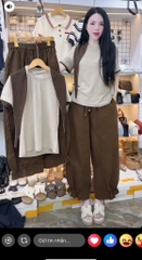 SET ÁO ZIP QUẦN KAKI NÂU KÈM KHĂN NỮ THU ĐÔNG