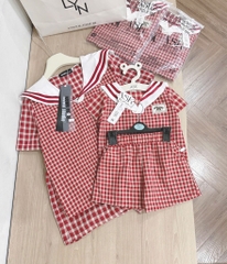 SET BỘ MẸ BÉ THUỶ THU CARO ĐỎ SẴN (XẢ 59k)