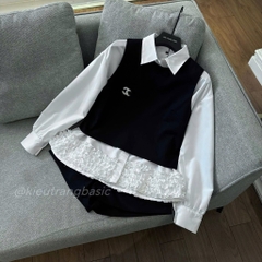 SET ÁO SƠ MI MIX GHILE ĐEN NỮ THU ĐÔNG