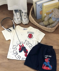 SET NHỆN SPIDERMAN ÁO BE QUẦN ĐEN BÉ TRAI SẴN