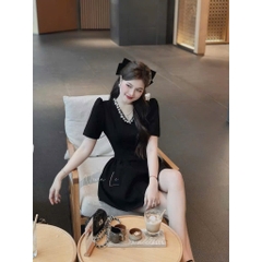 VÁY CỔ V KHÂU ĐÁ CỔ XOÈ NHẸ NỮ SẴN