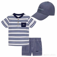 SET CK CỔ TRỤ QUẦN JEAN GIẤY MỀM KÈM MŨ BÉ TRAI
