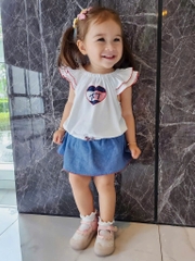 SET ÁO TAY CÁNH TIÊN CV JEAN BÉ GÁI SẴN(Xả 69k)