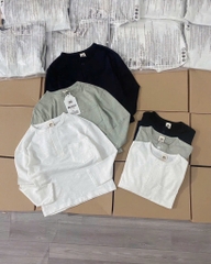 SET 2 ÁO XƯỚC CỔ TRỤ TÚI TRƯỚC DÀI TAY BÉ TRAI