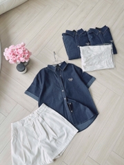 SET ÁO DENIM PHỐI SHORT TRẮNG NỮ